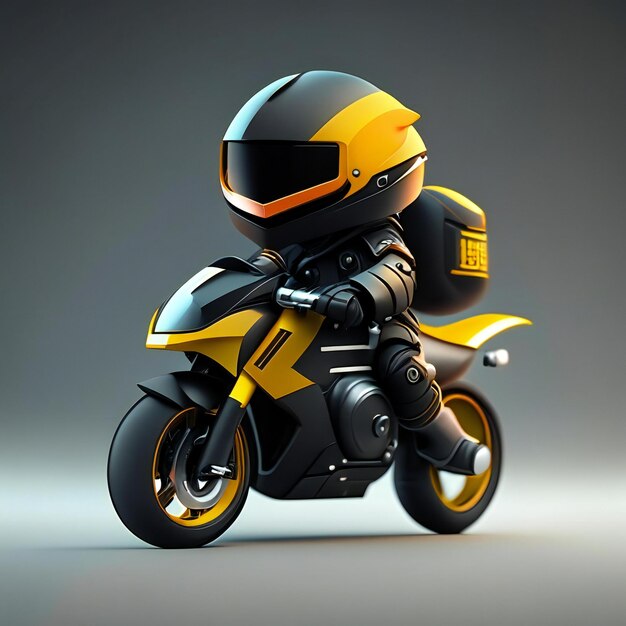 Biker mascot on futuristic motorcycle Generative AI