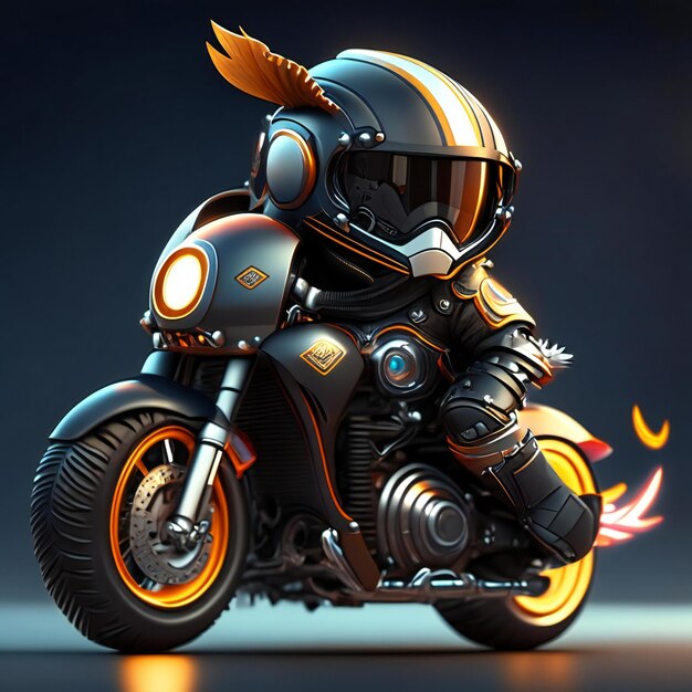 Biker mascot on futuristic motorcycle Generative AI