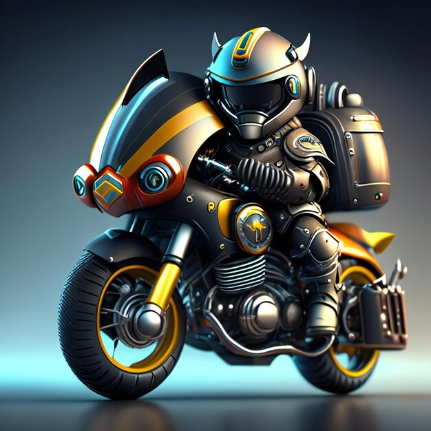 Biker mascot on futuristic motorcycle Generative AI