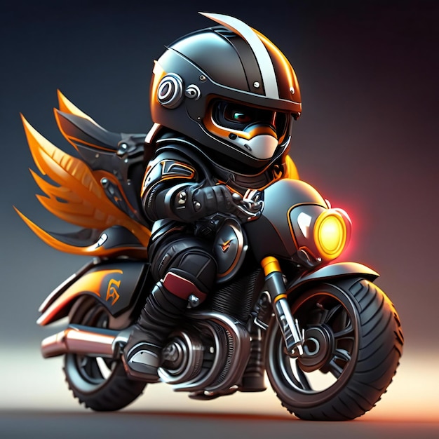 Biker mascot on futuristic motorcycle Generative AI