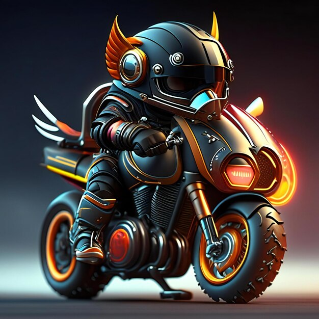 Biker mascot on futuristic motorcycle Generative AI