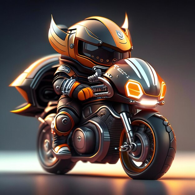 Photo biker mascot on futuristic motorcycle generative ai