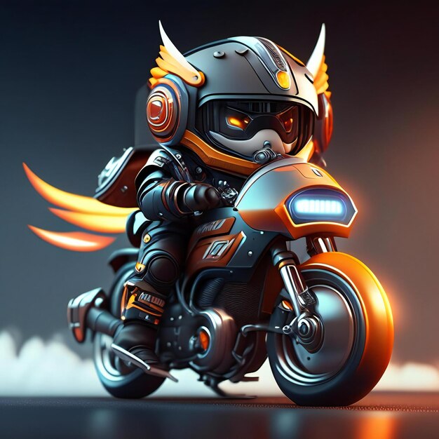 Biker mascot on futuristic motorcycle Generative AI