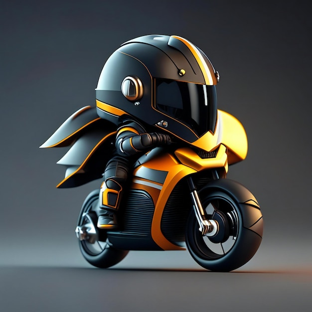 Biker-mascotte op futuristische motorfiets Generatieve AI