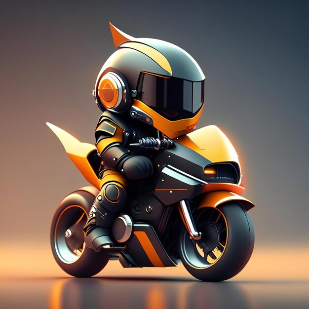 Biker-mascotte op futuristische motorfiets Generatieve AI