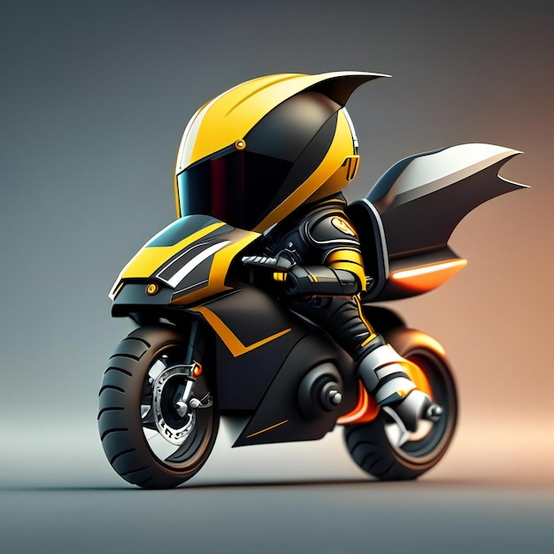 Biker-mascotte op futuristische motorfiets Generatieve AI
