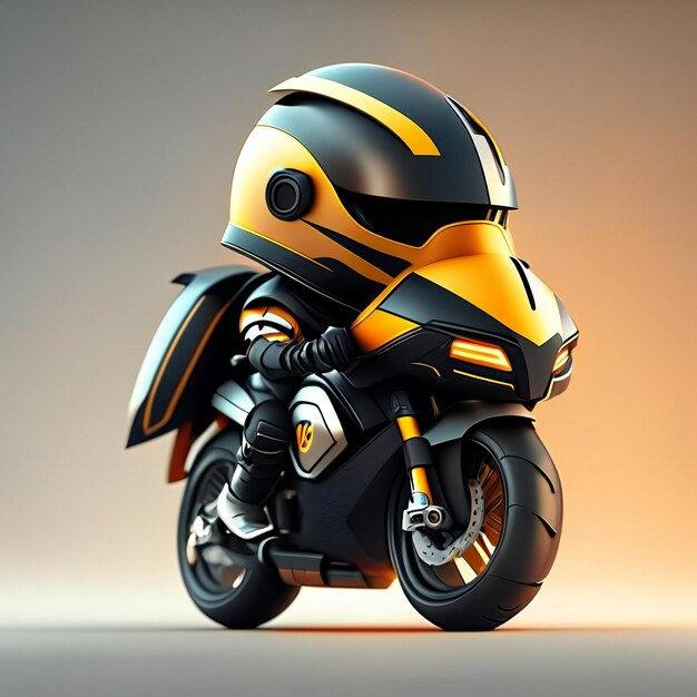 Biker-mascotte op futuristische motorfiets Generatieve AI