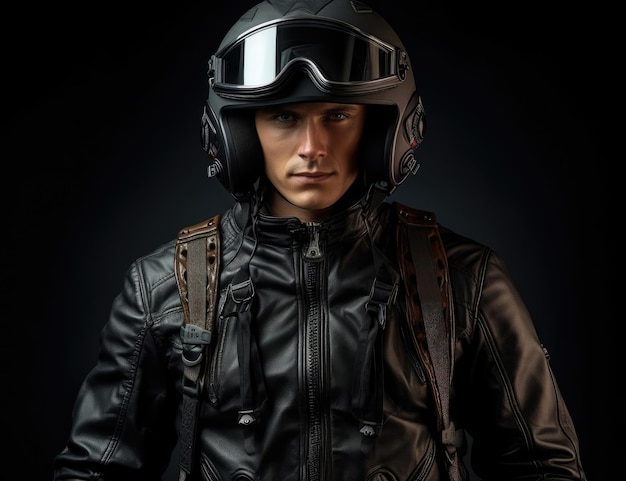 Biker in a modern helmet