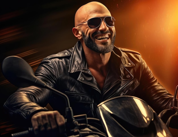 Biker on motorcycle