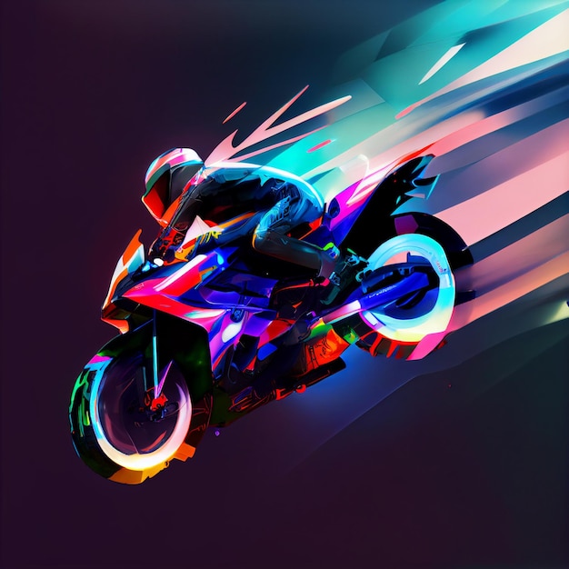 Biker op sportbike racing motor abstracte illustratie