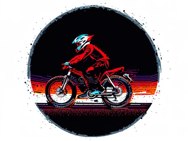 A biker rides a bike in a circle.