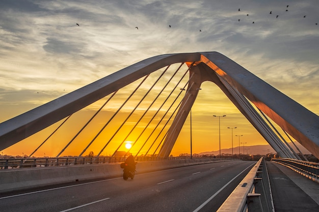 Biker at sunset 