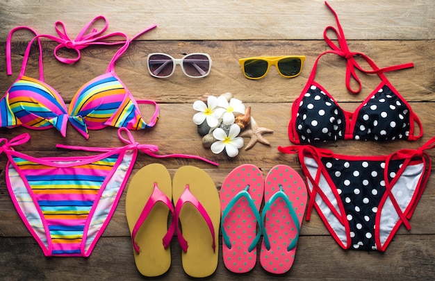 Bikinis, sunglasses, shoes