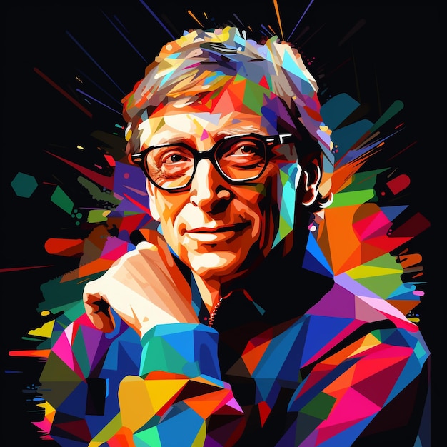 Bill Gates in de stijl van Wpap illustratie Generatieve AI
