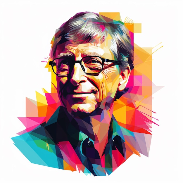 Bill Gates in style of Wpap illustration Generative AI