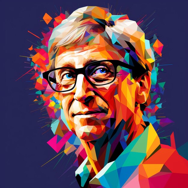 Bill Gates in style of Wpap illustration Generative AI