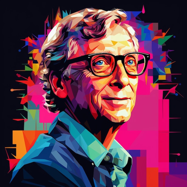Bill Gates in style of Wpap illustration Generative AI