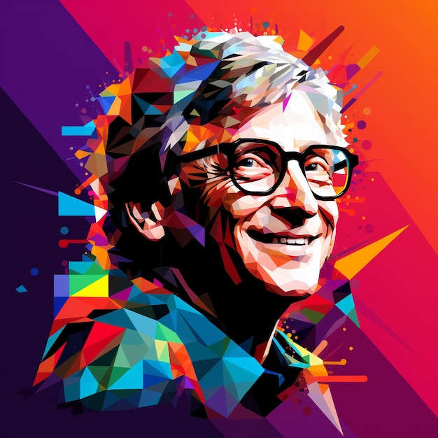 Bill Gates in style of Wpap illustration Generative AI