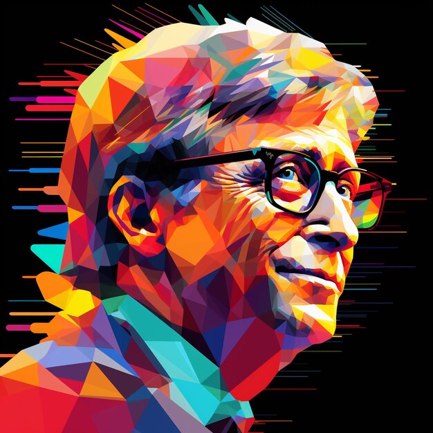 Bill Gates in style of Wpap illustration Generative AI