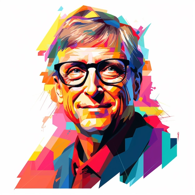 Bill Gates in style of Wpap illustration Generative AI