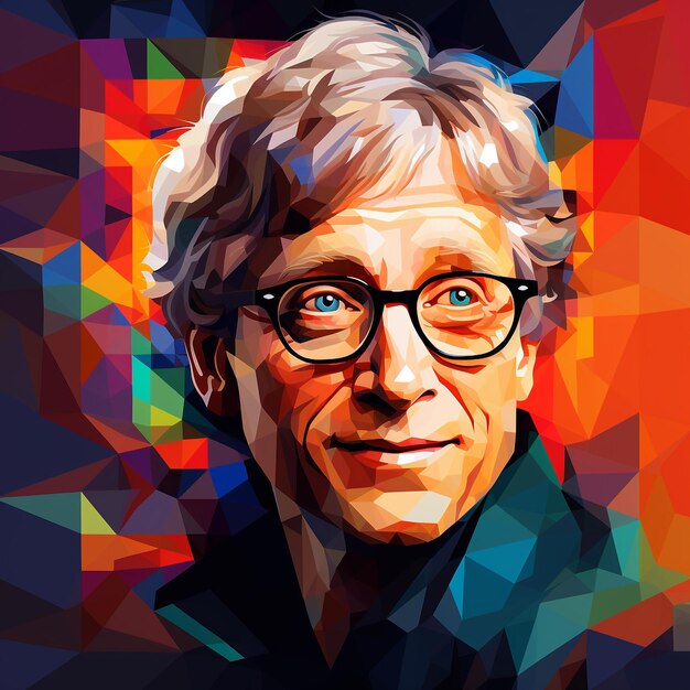 Bill Gates in style of Wpap illustration Generative AI