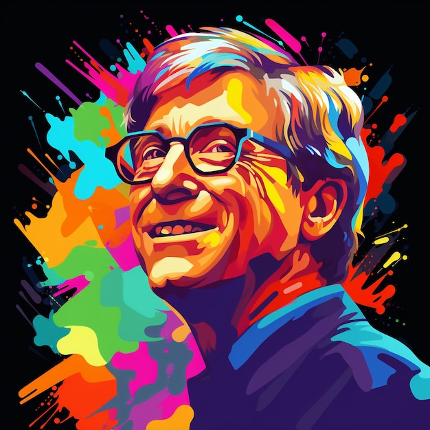 Bill Gates in style of Wpap illustration Generative AI