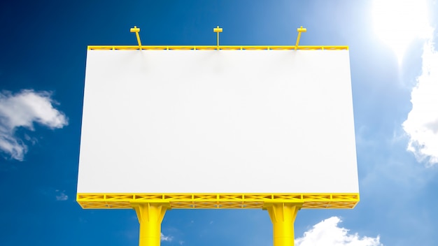 Billboard for advertising yellow color on blue sky,