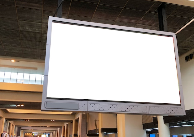 Billboard blank and blue sky, copy space on white screen