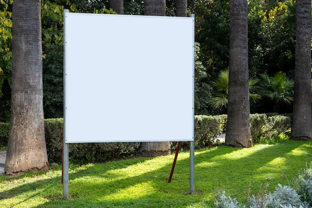 Billboard blank white green nature background copy space