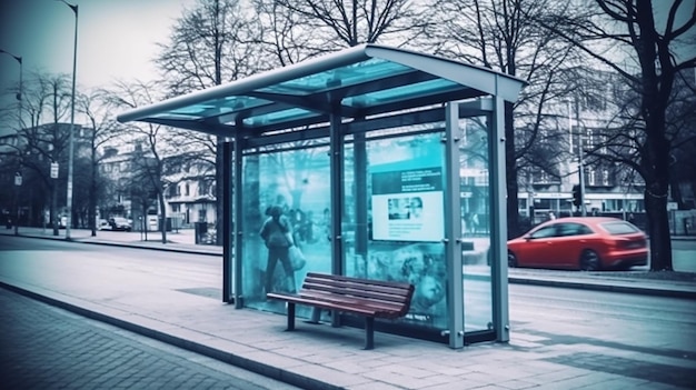 Photo a billboard in bus stop