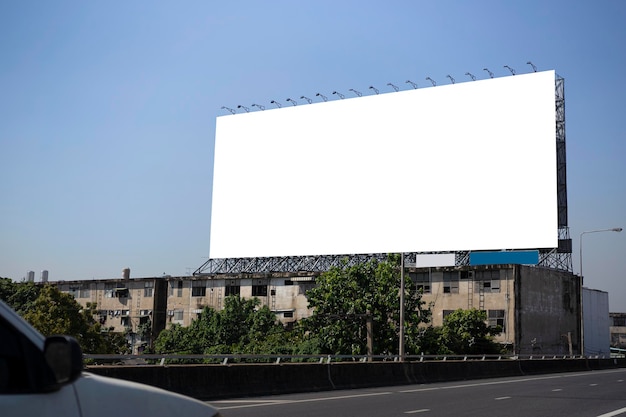 Billboard canvas mock up in city background