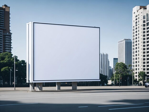 Billboard canvas mockup in city background beautiful weather