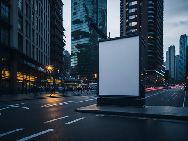 Billboard canvas mockup in city background beautiful weather