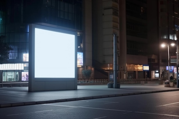 Рекламный щит на улице города ночью