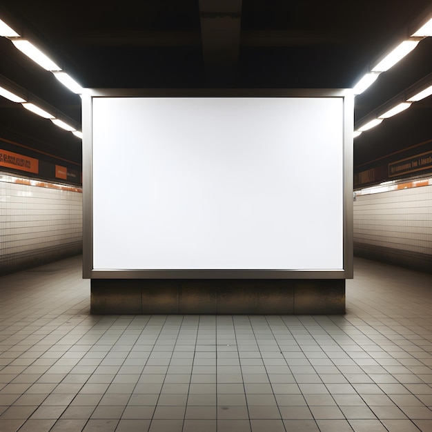 Billboard display screen on subway mockup