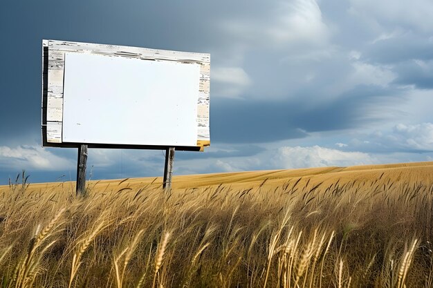 a billboard in a field that says  the word  on it