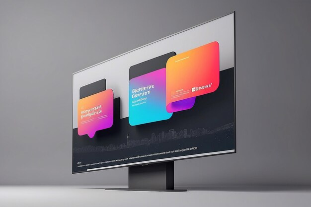 Photo billboard mockup on grey plain background with perspective generative ai