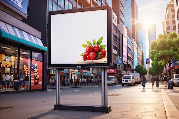 Photo billboard mockup outdoors outdoor advertising poster on the street for advertisement street city with clipping path on screen