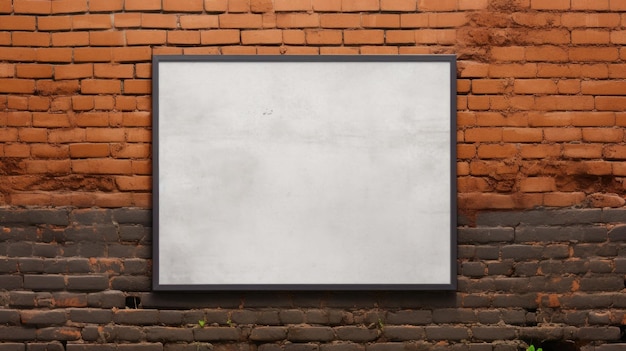 Billboard mockup with blank front realistic on a mockup template in grunge brick wall