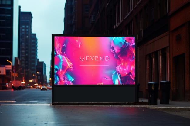 billboard in neon style urban wall mockup