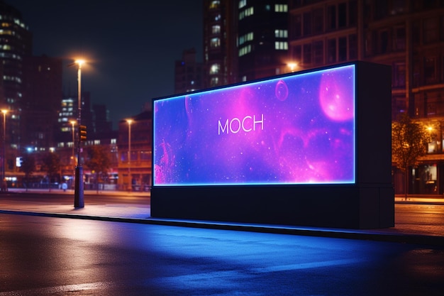 billboard in neon style urban wall mockup