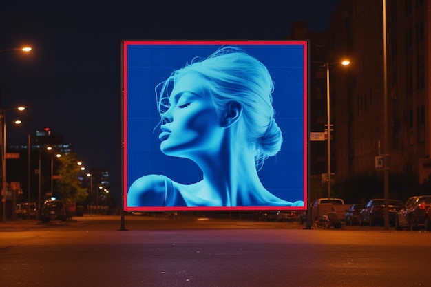 billboard in neon style urban wall mockup