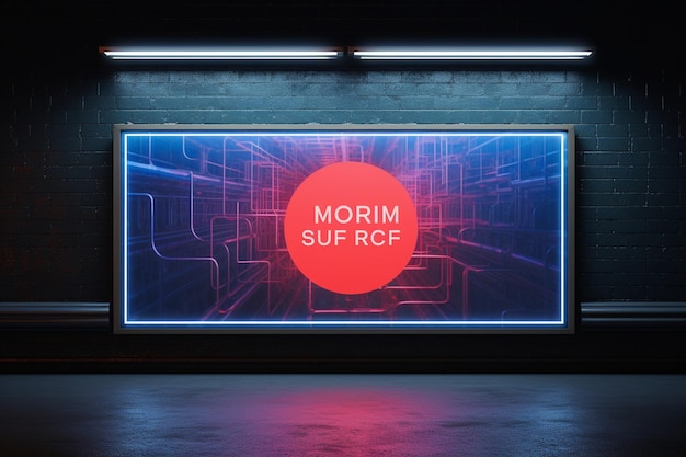 billboard in neon style urban wall mockup