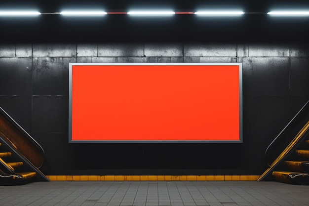 billboard in neon style urban wall mockup