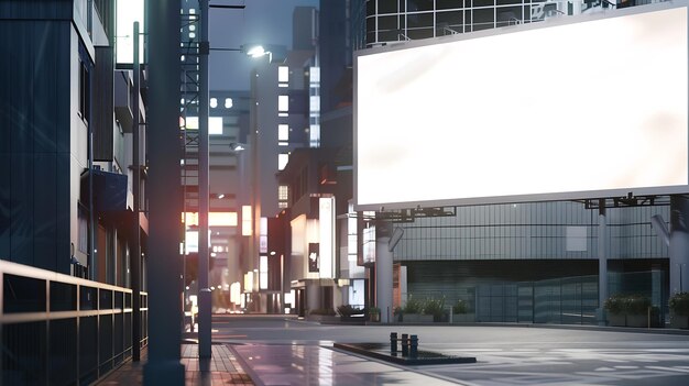 Billboard rechthoekige witte Mockup City Advertentie op de Parking Image Generative AI