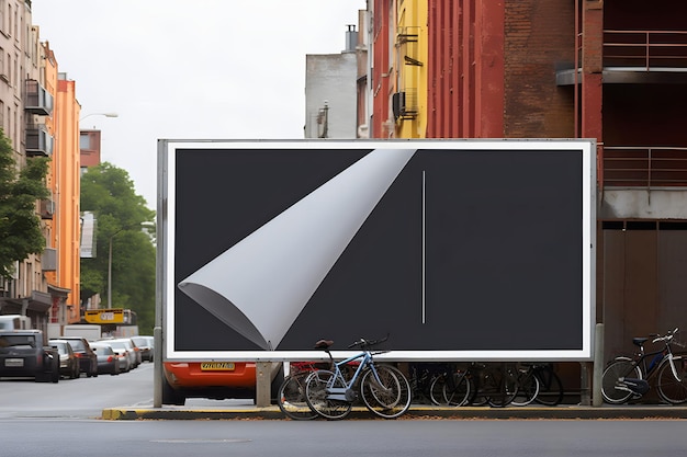 A billboard with a black frame that says'a'blank'on it