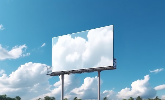 Billboard with blank mock up on a road in a modern city generated AI