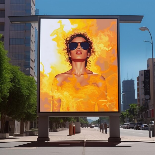 a billboard with a picture of a girl on it