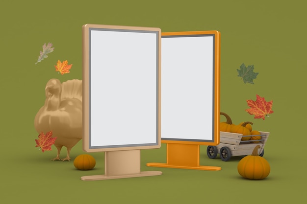 Billboards Left Side In Thanksgiving Themed Background