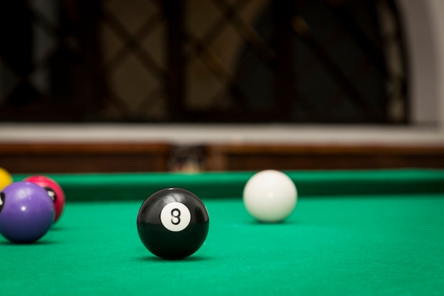 Billiard Balls in a pool table.